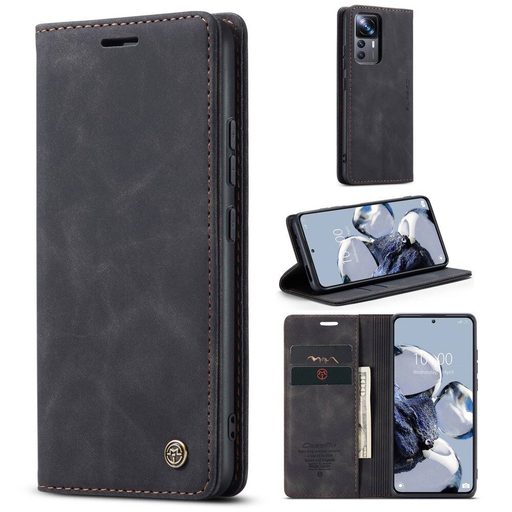 Slim Bookcover hoesje Xiaomi 12T/12T Pro zwart