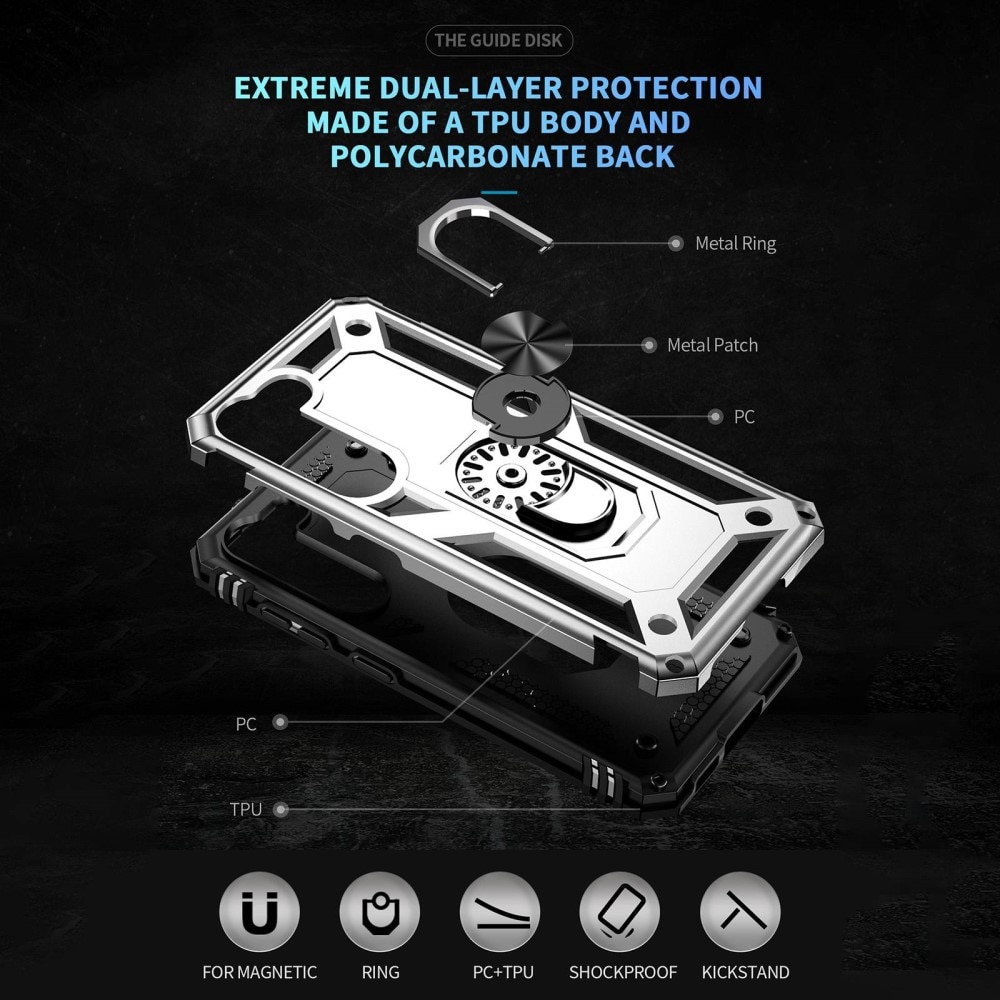 Samsung Galaxy S23 Hybridcase Tech Ring zilver