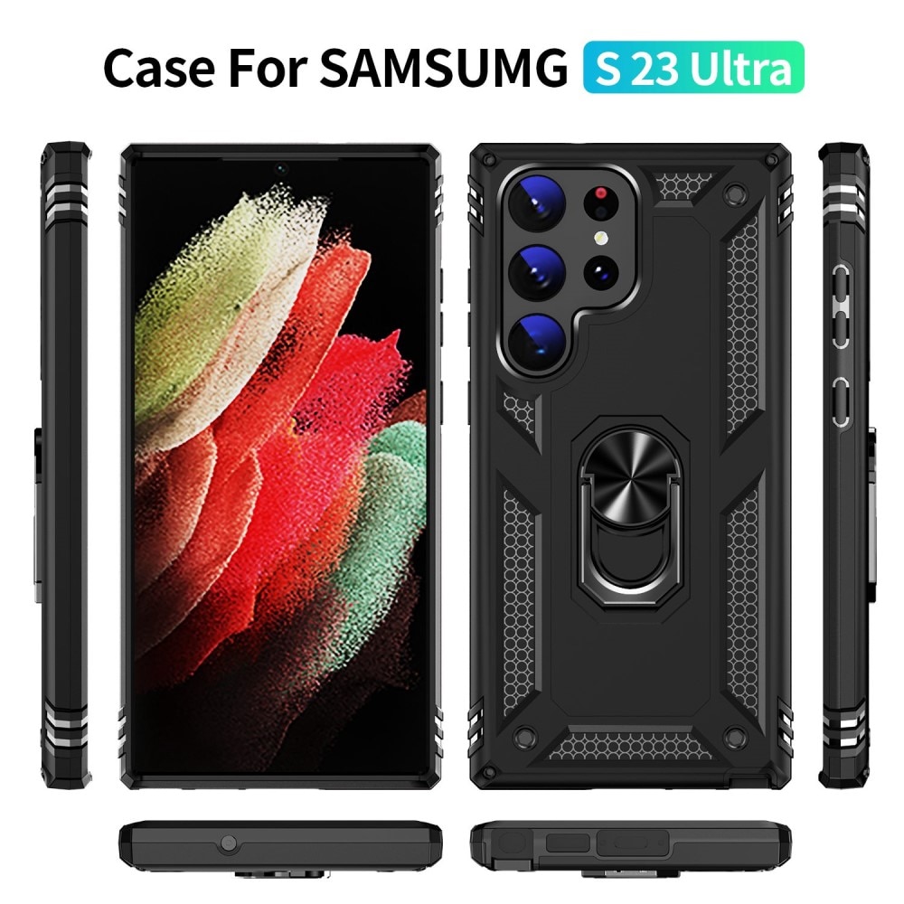 Samsung Galaxy S23 Ultra Hybridcase Tech Ring zwart