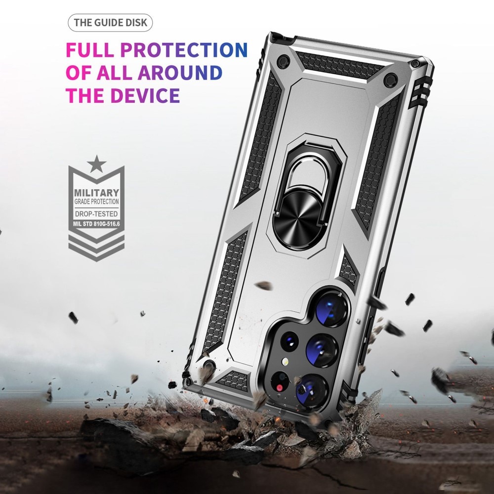 Samsung Galaxy S23 Ultra Hybridcase Tech Ring zilver