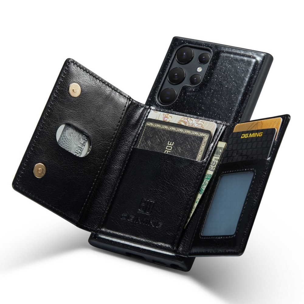 Magnetic Card Slots Case Samsung Galaxy S23 Ultra glitter zwart