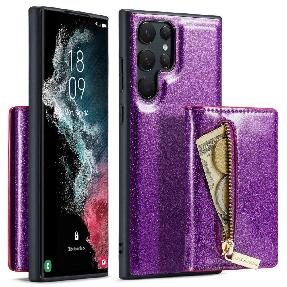 Magnetic Card Slots Case Samsung Galaxy S23 Ultra Schitteren Paars