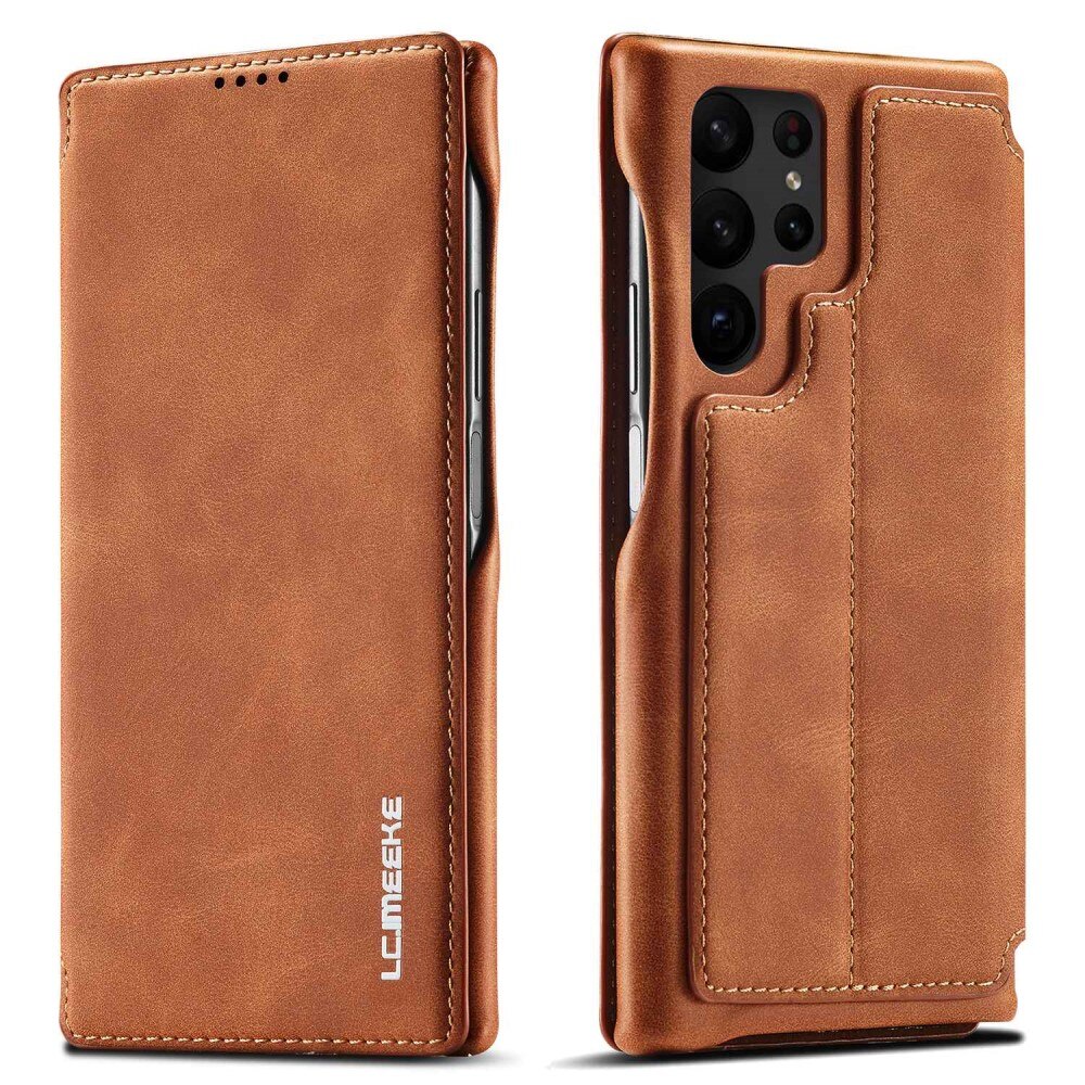 Slim Bookcover hoesje Samsung Galaxy S23 Ultra cognac