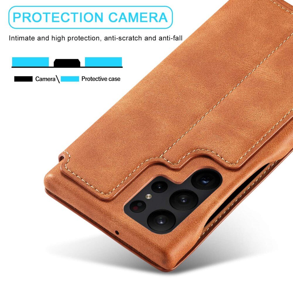 Slim Bookcover hoesje Samsung Galaxy S23 Ultra cognac