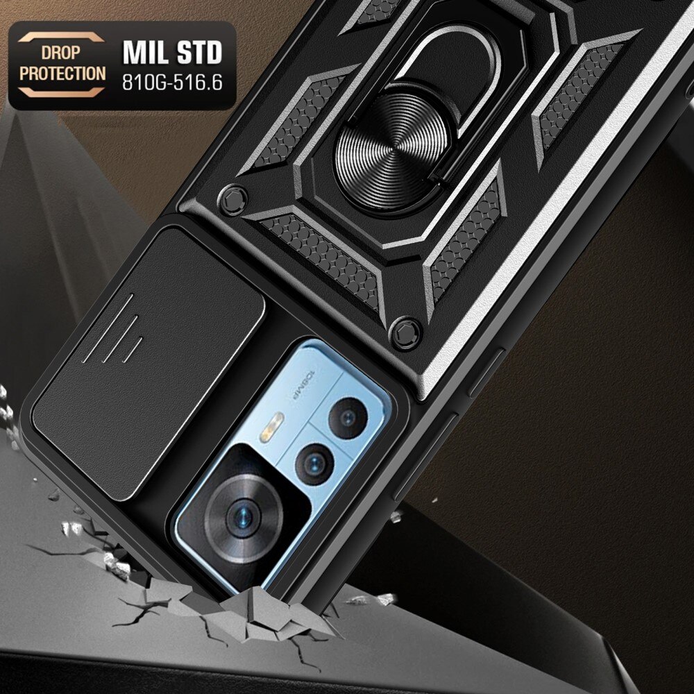 Xiaomi 12T Pro Hybridcase Ring + Camera Protector Zwart