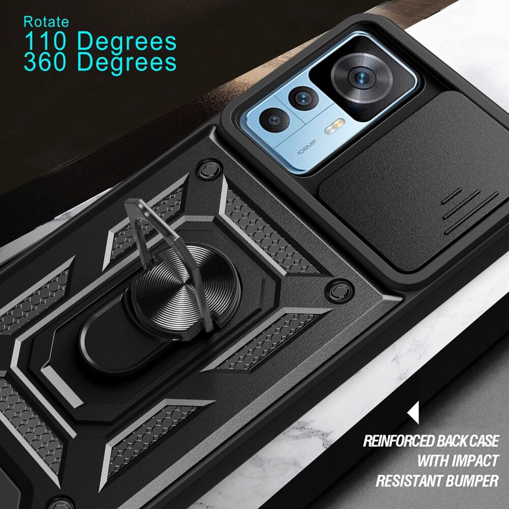 Xiaomi 12T Pro Hybridcase Ring + Camera Protector Zwart
