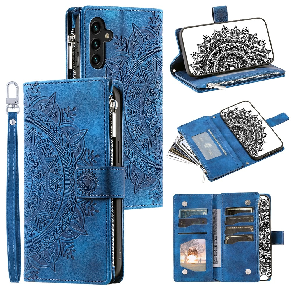 Samsung Galaxy A54 Portemonnee tas Mandala blauw