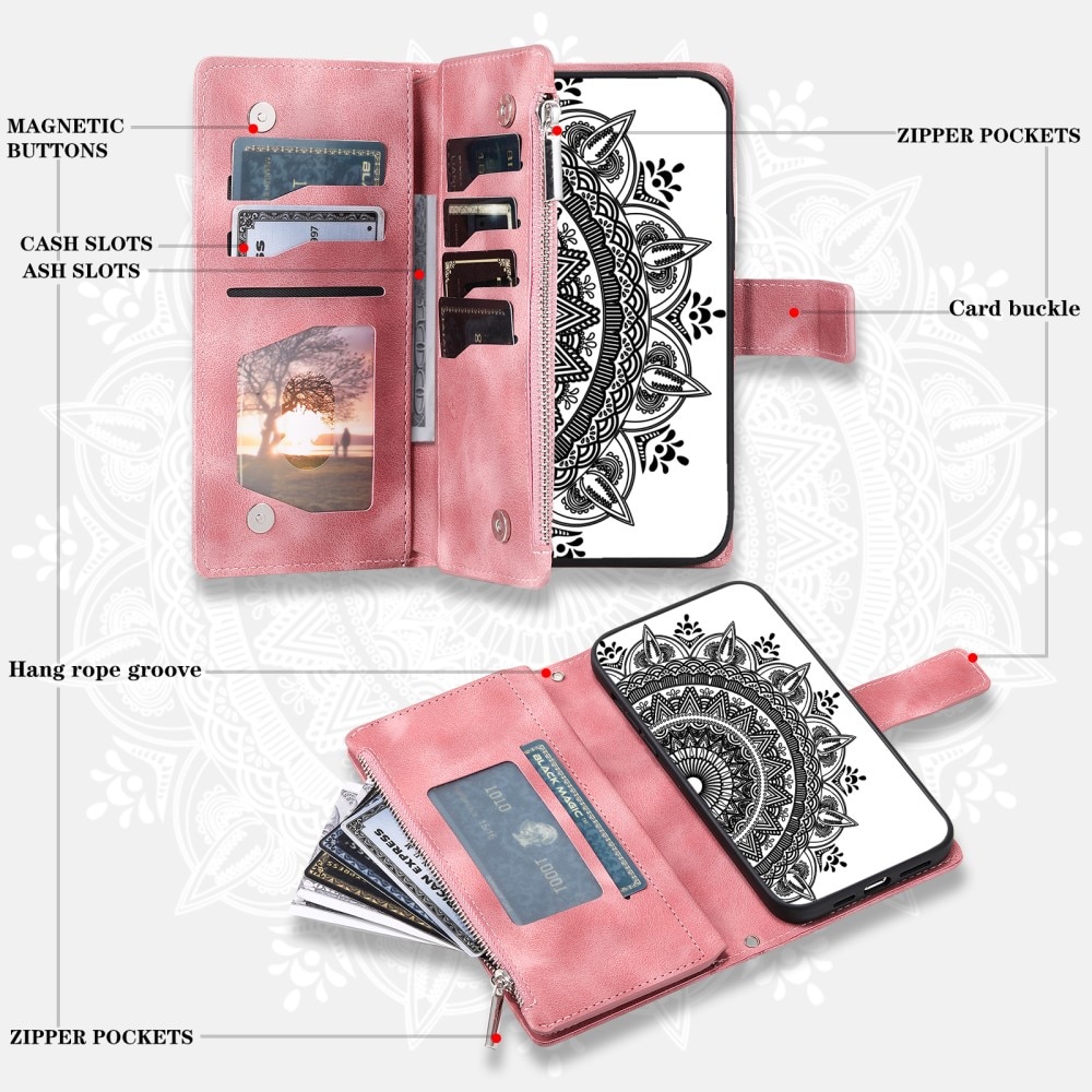 Samsung Galaxy A54 Portemonnee tas Mandala roze