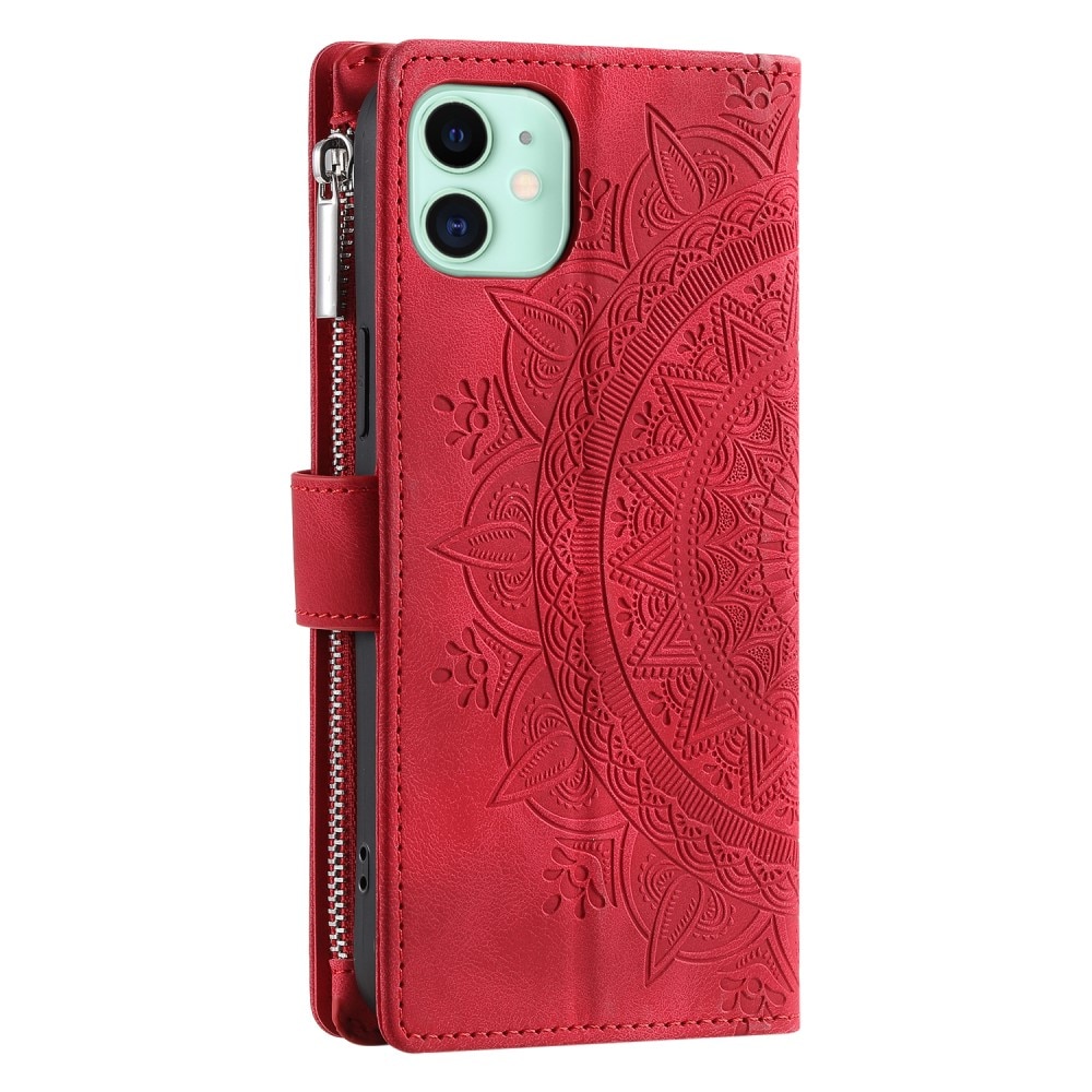 iPhone 12 Mini Portemonnee tas Mandala rood