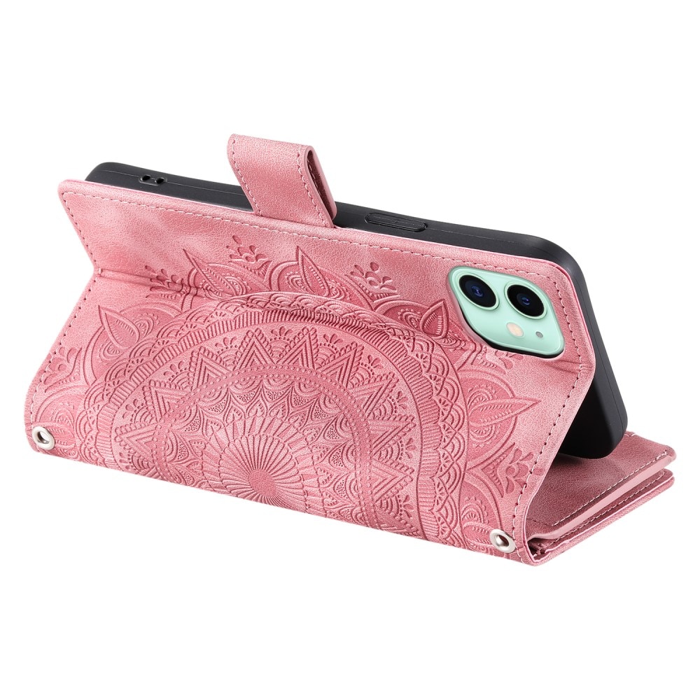 iPhone 12 Mini Portemonnee tas Mandala roze