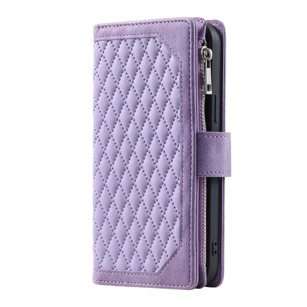 Samsung Galaxy S23 Ultra Portemonnee tas Quilted Paars