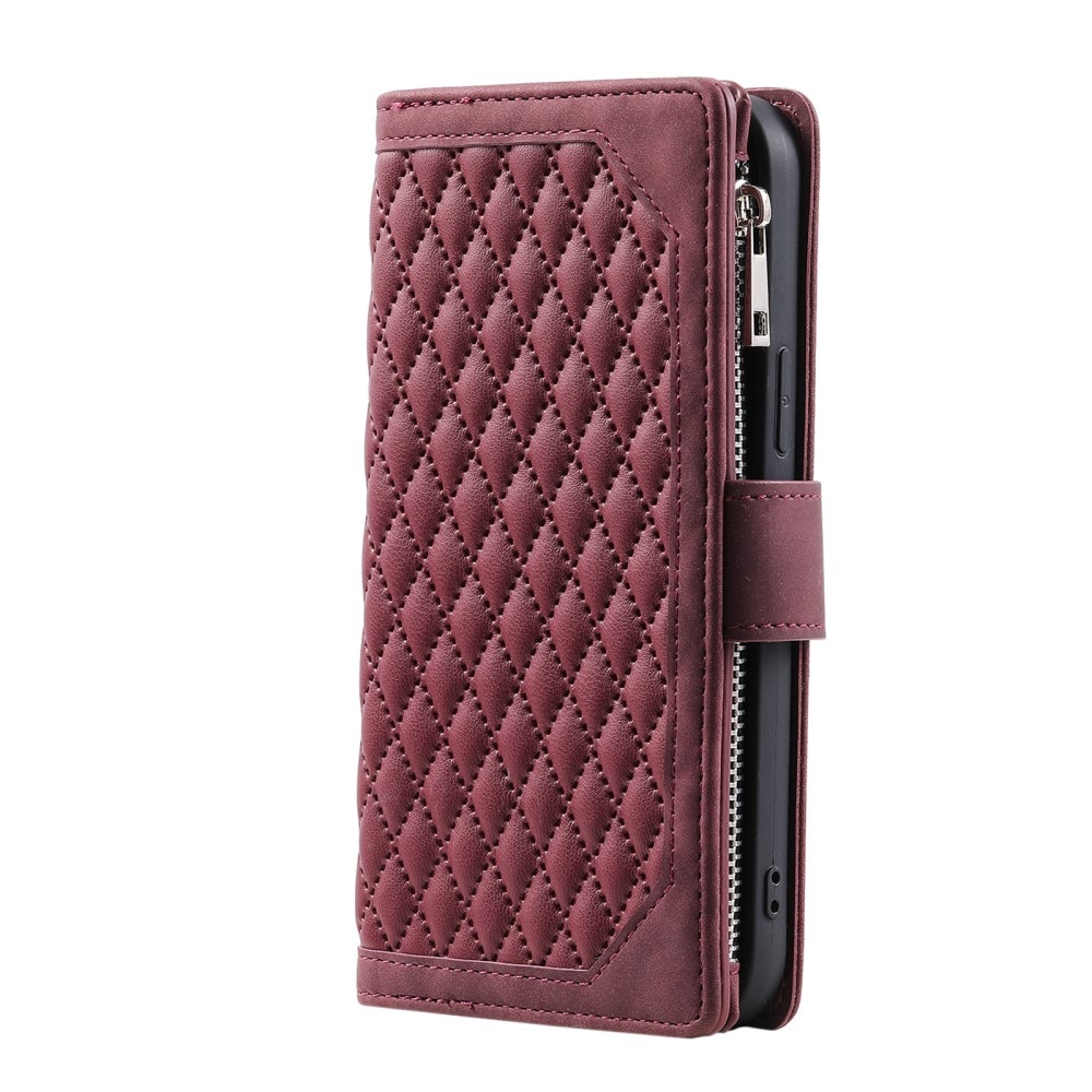 Samsung Galaxy S23 Ultra Portemonnee tas Quilted rood