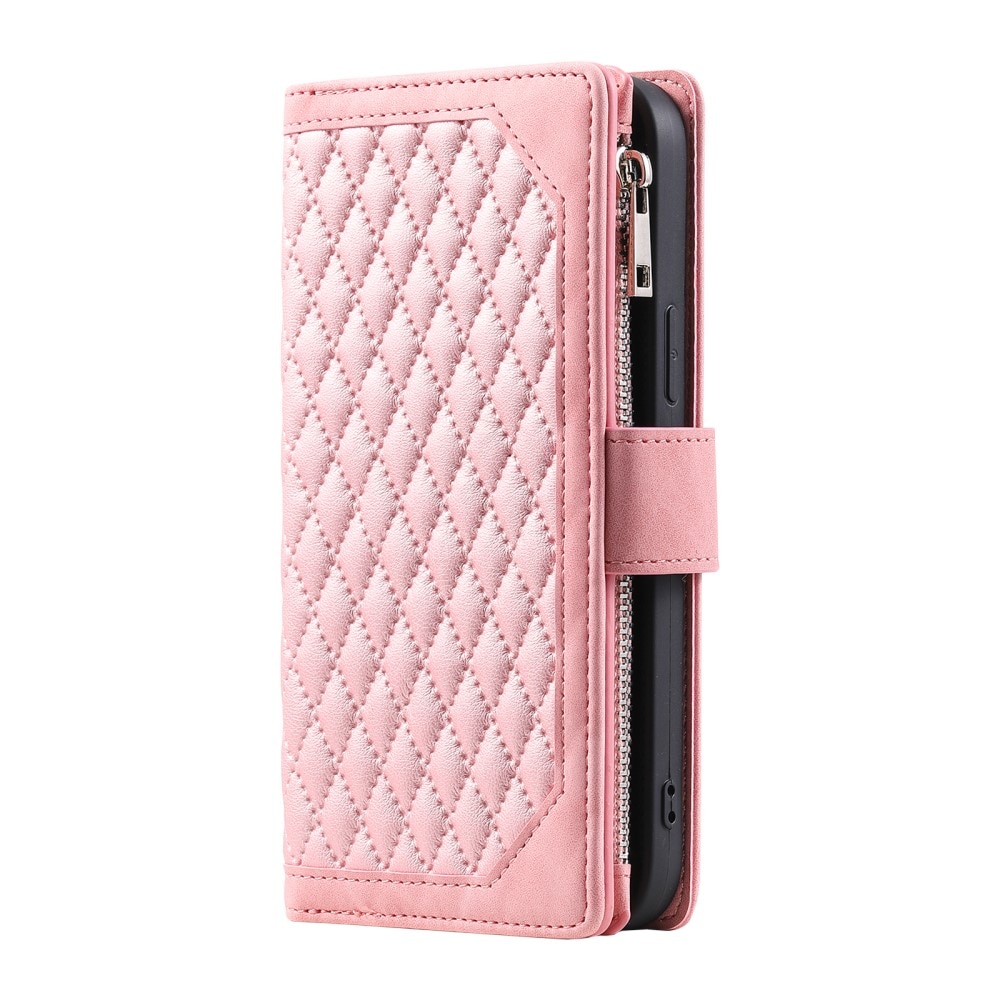 Samsung Galaxy S23 Ultra Portemonnee tas Quilted roze