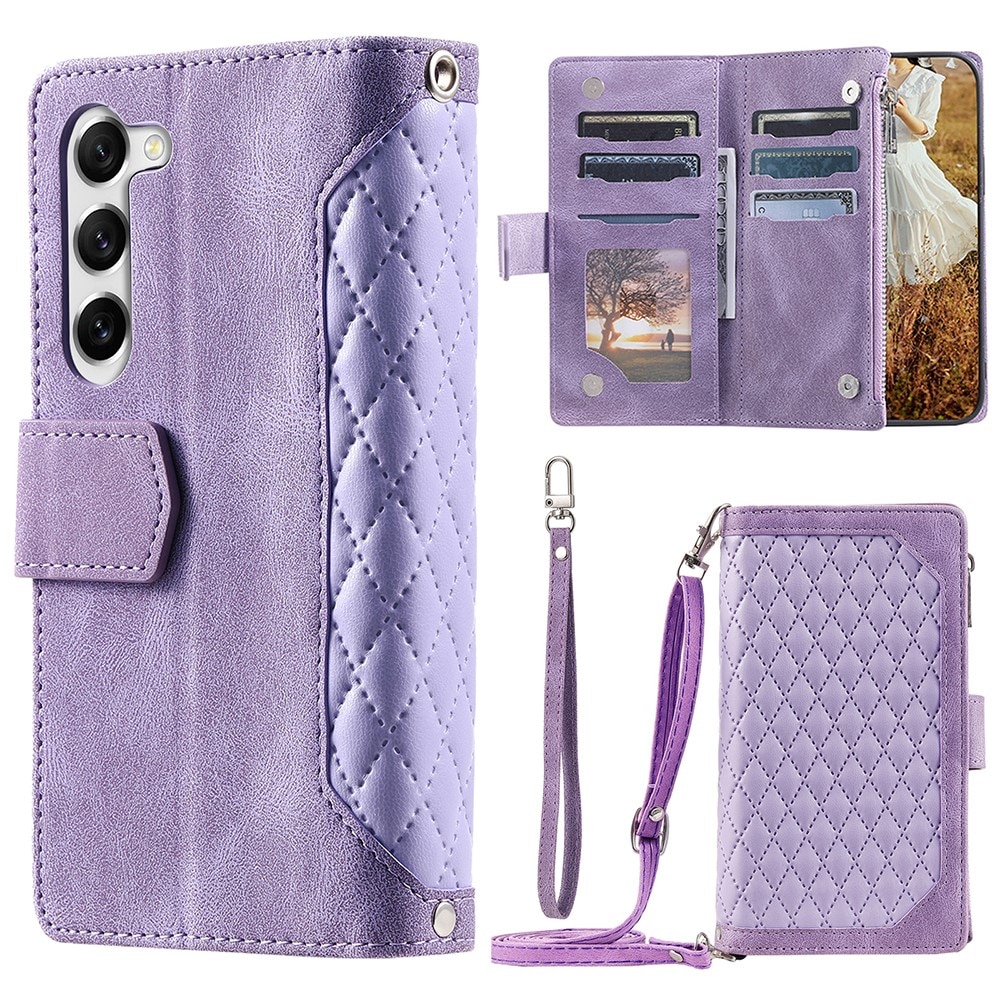 Samsung Galaxy S23 Portemonnee tas Quilted Paars