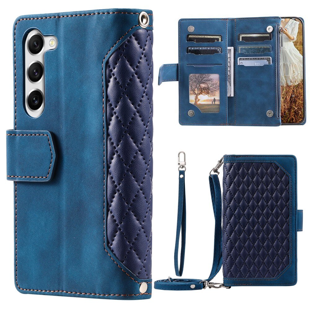 Samsung Galaxy S23 Portemonnee tas Quilted Blauw