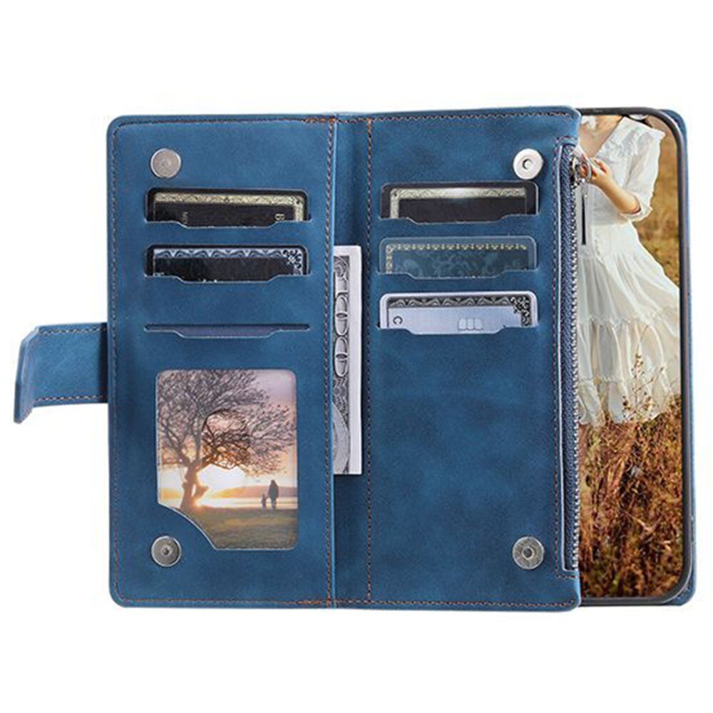 Samsung Galaxy S23 Portemonnee tas Quilted Blauw