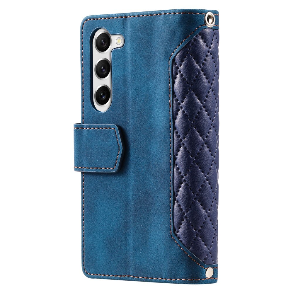 Samsung Galaxy S23 Portemonnee tas Quilted Blauw