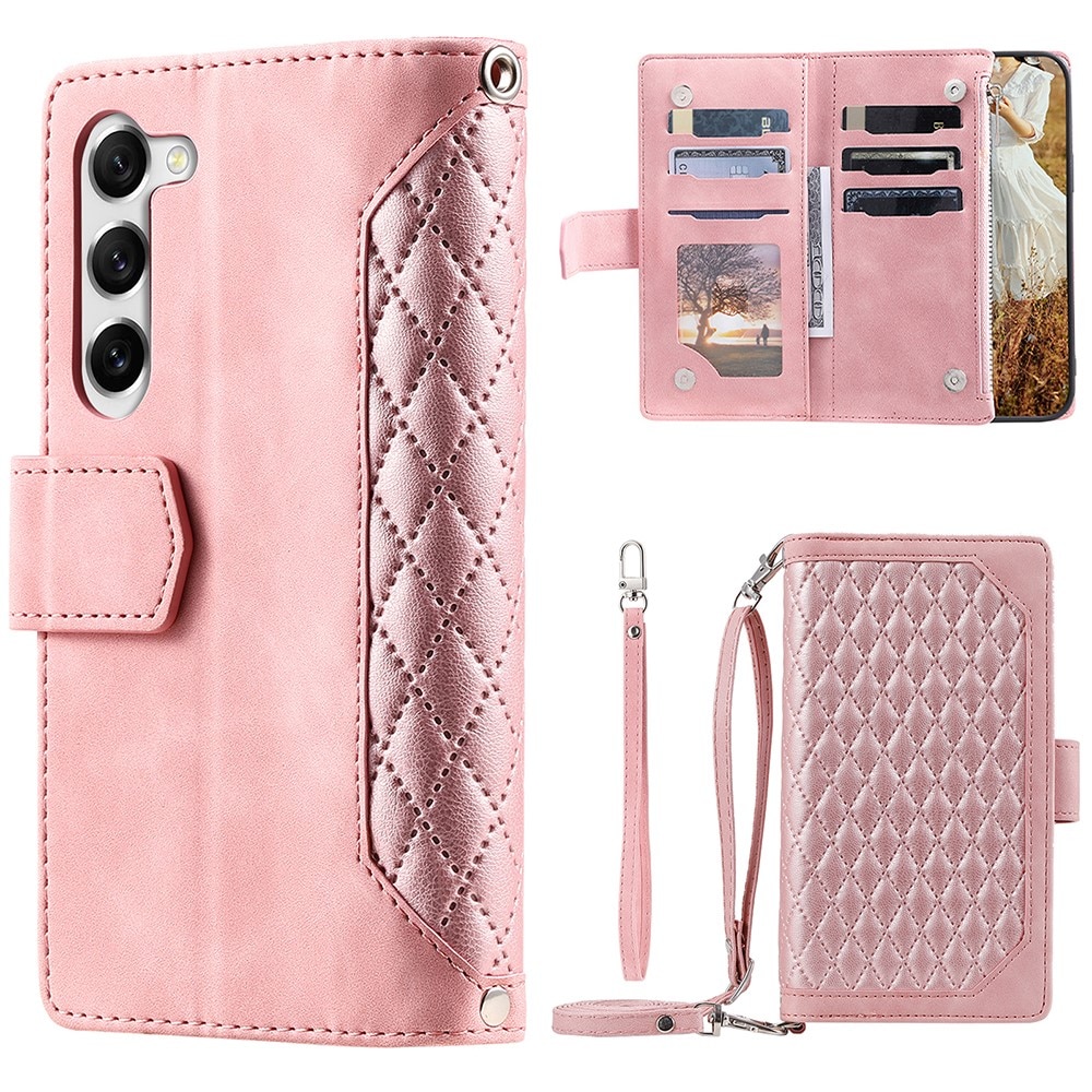 Samsung Galaxy S23 Portemonnee tas Quilted roze