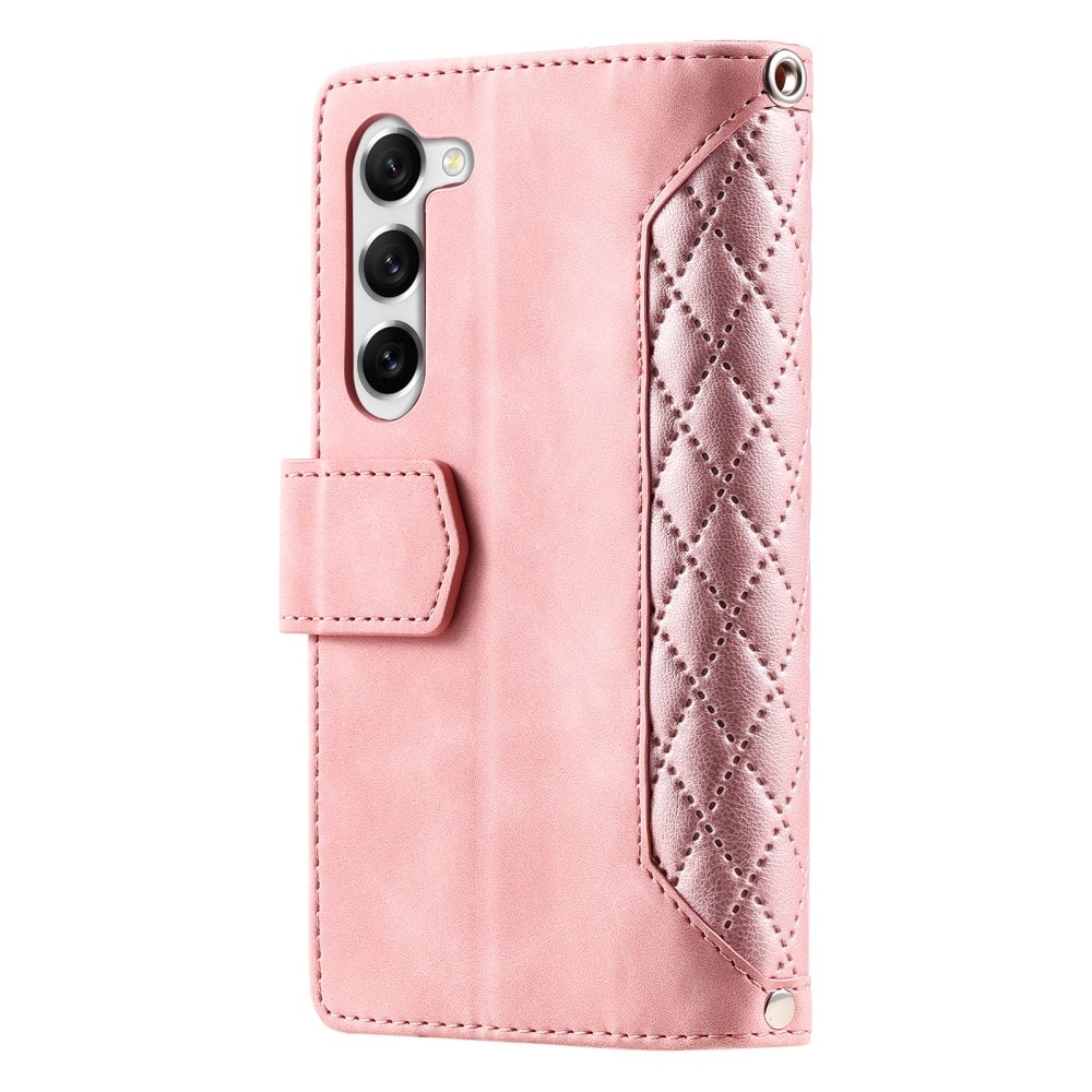 Samsung Galaxy S23 Portemonnee tas Quilted roze