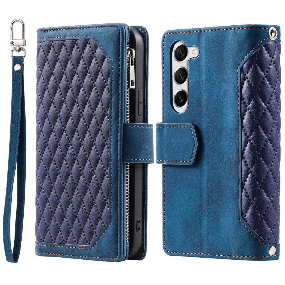 Samsung Galaxy S23 Plus Portemonnee tas Quilted Blauw