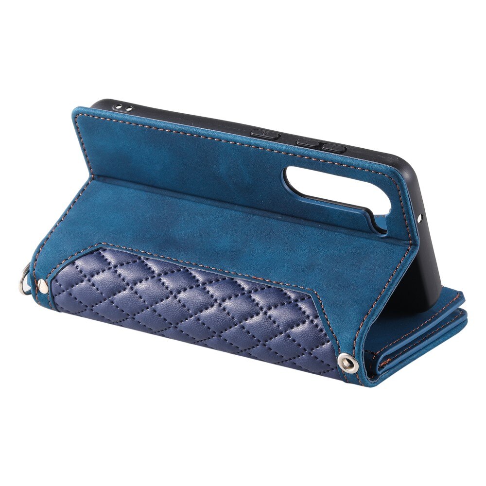 Samsung Galaxy S23 Plus Portemonnee tas Quilted Blauw
