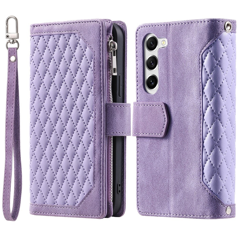 Samsung Galaxy S23 Plus Portemonnee tas Quilted Paars