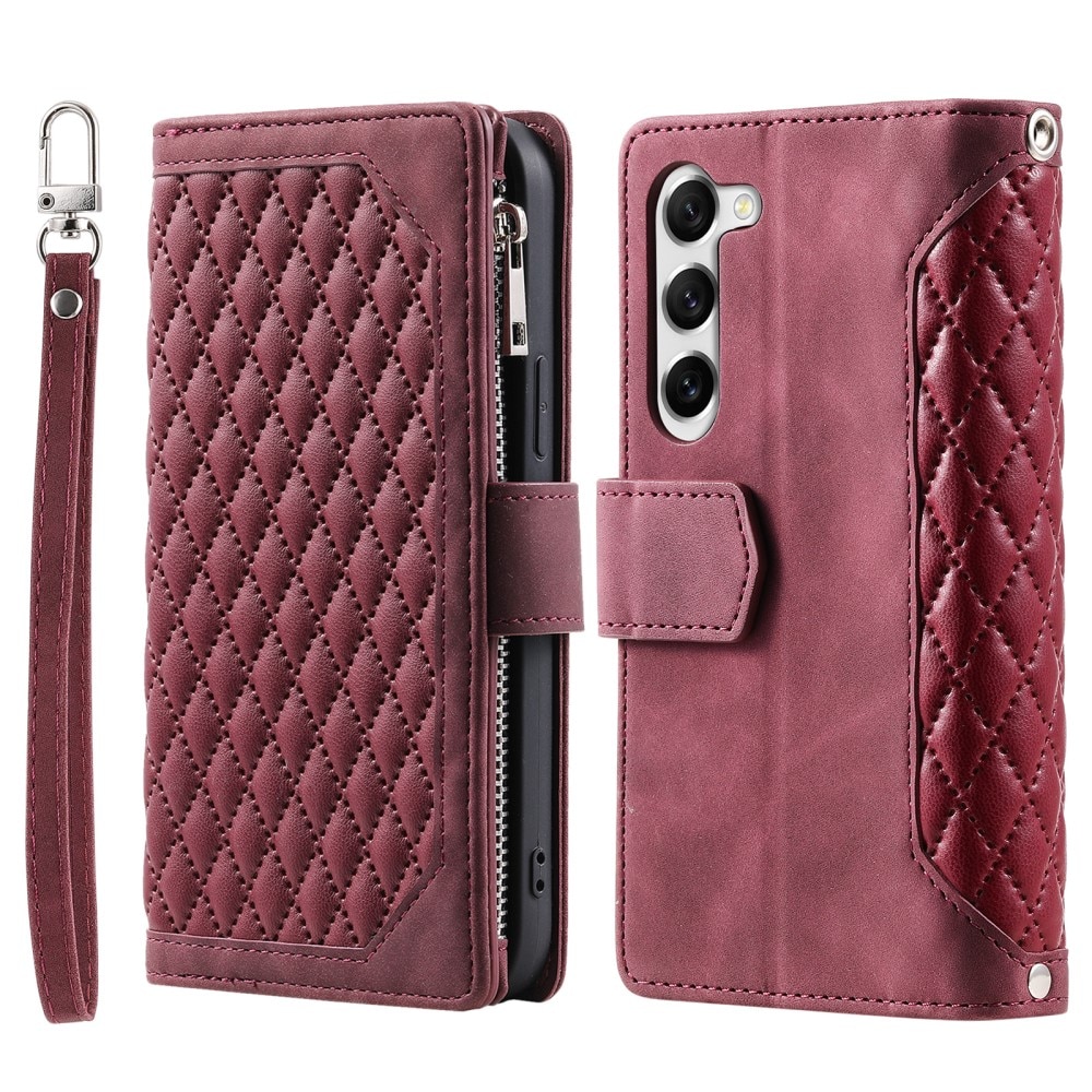 Samsung Galaxy S23 Plus Portemonnee tas Quilted rood