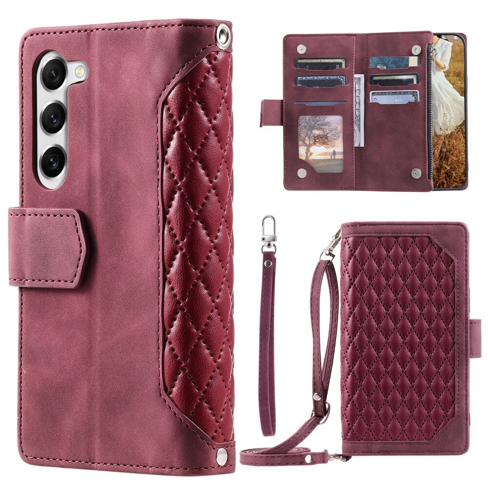 Samsung Galaxy S23 Plus Portemonnee tas Quilted rood