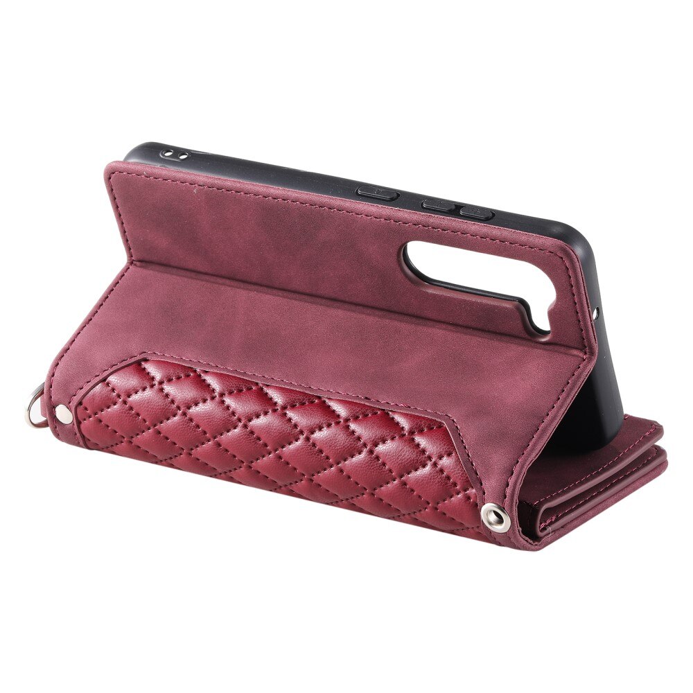Samsung Galaxy S23 Plus Portemonnee tas Quilted Rood