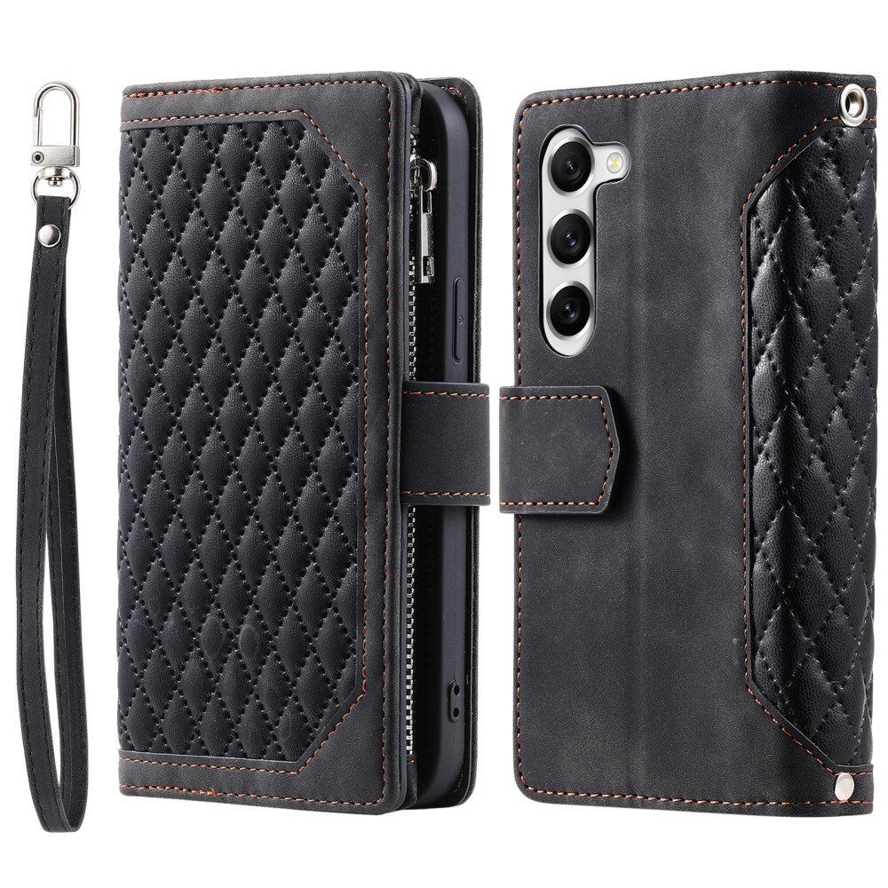 Samsung Galaxy S23 Plus Portemonnee tas Quilted zwart