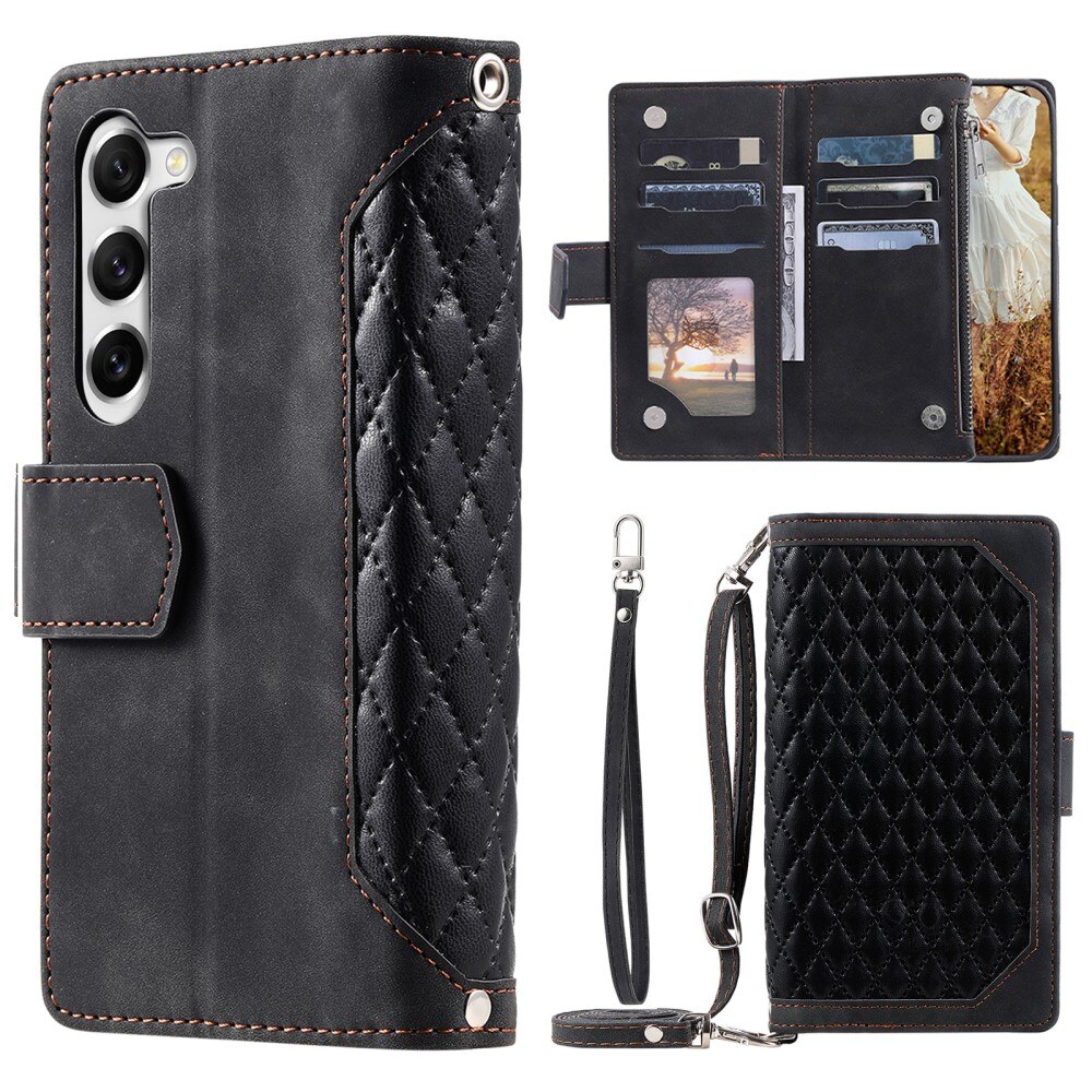 Samsung Galaxy S23 Plus Portemonnee tas Quilted zwart