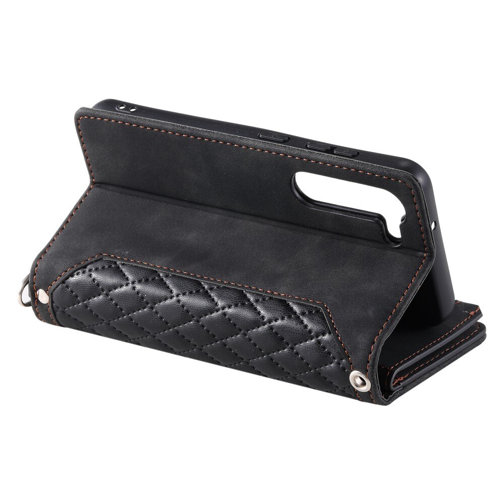 Samsung Galaxy S23 Plus Portemonnee tas Quilted Zwart