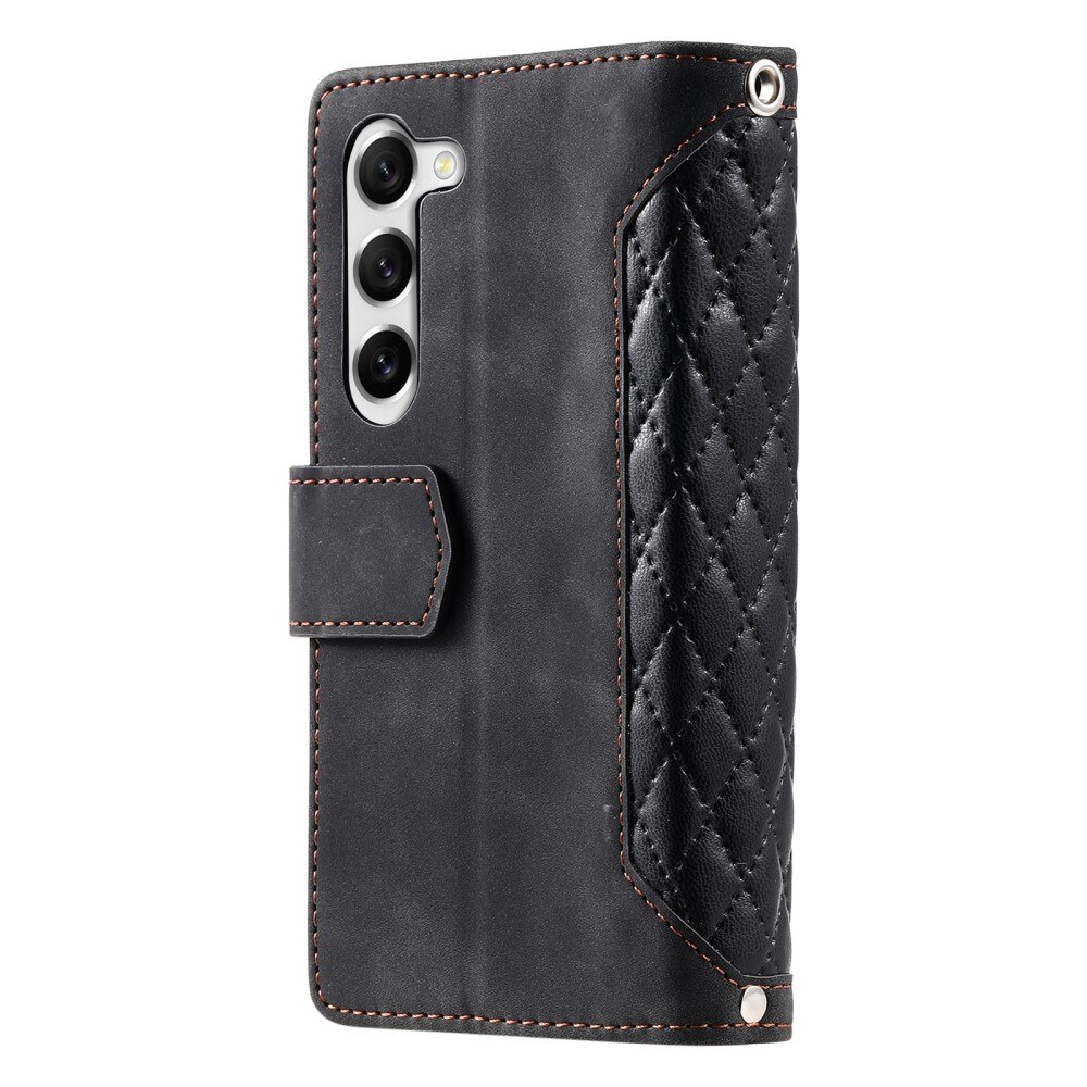 Samsung Galaxy S23 Plus Portemonnee tas Quilted Zwart