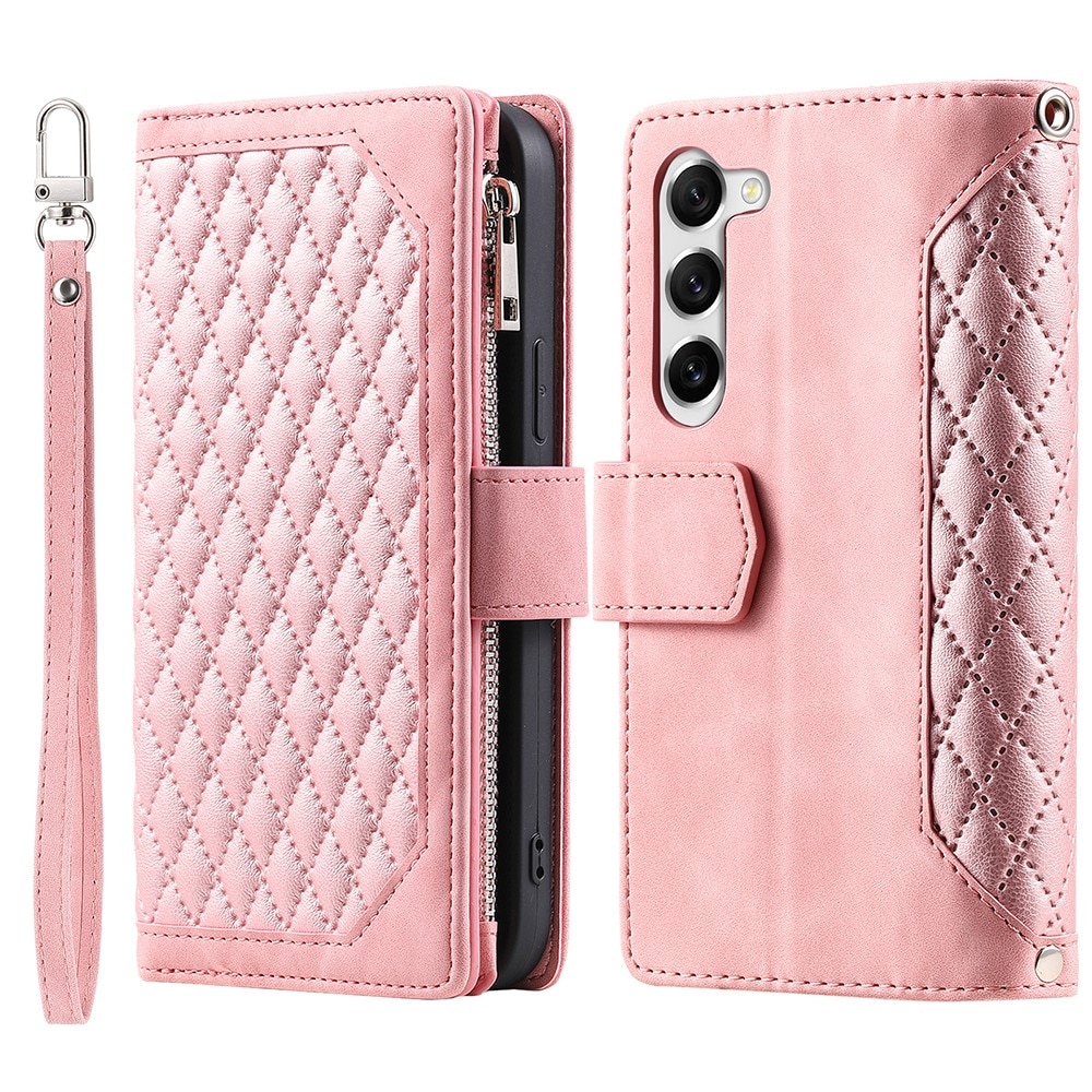 Samsung Galaxy S23 Plus Portemonnee tas Quilted roze