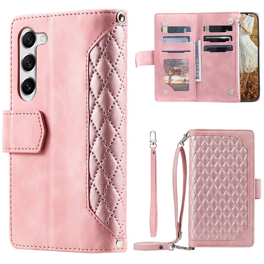 Samsung Galaxy S23 Plus Portemonnee tas Quilted roze
