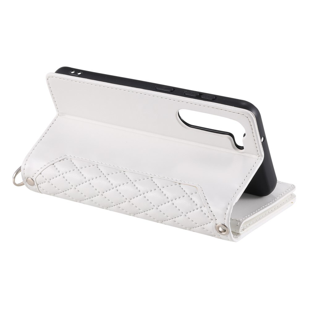 Samsung Galaxy S23 Plus Portemonnee tas Quilted Wit