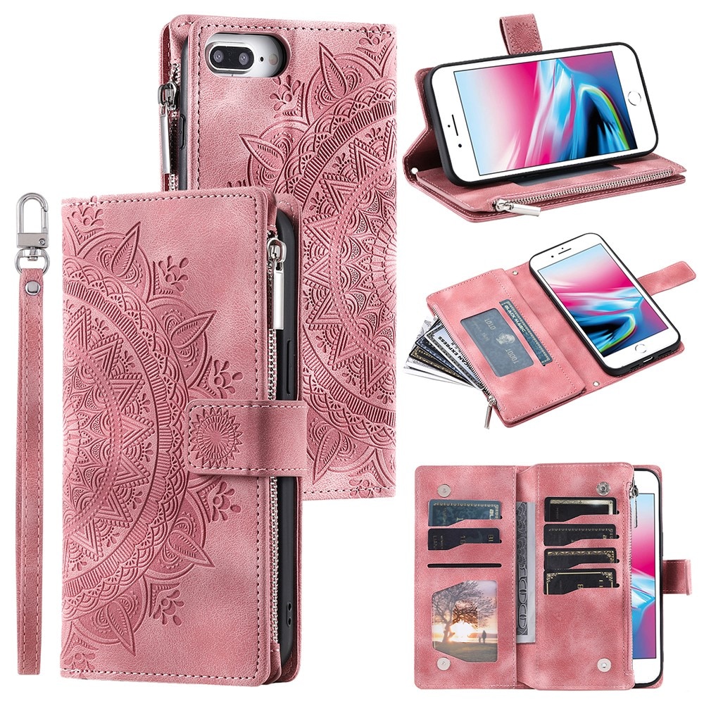 iPhone 7 Plus/8 Plus Portemonnee tas Mandala roze