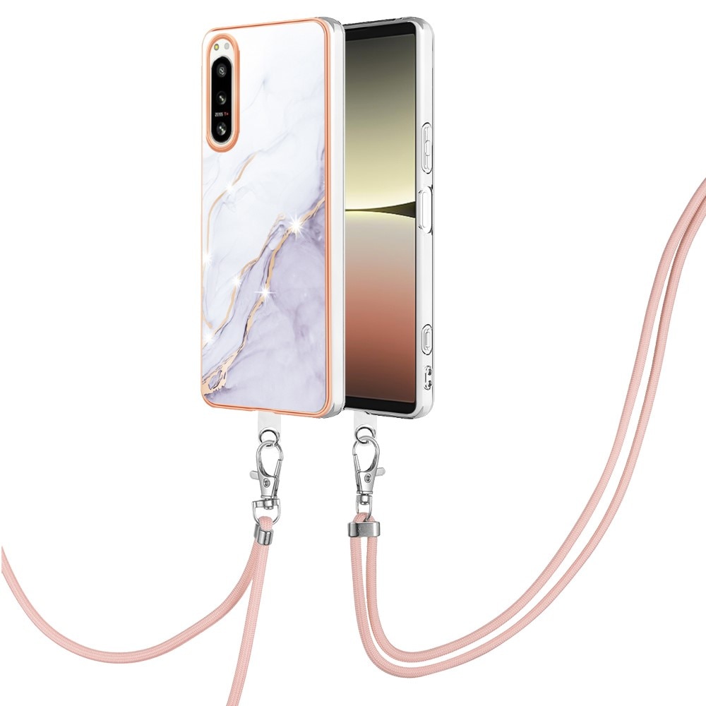 Sony Xperia 5 IV Hoesje Halsband wit marmer