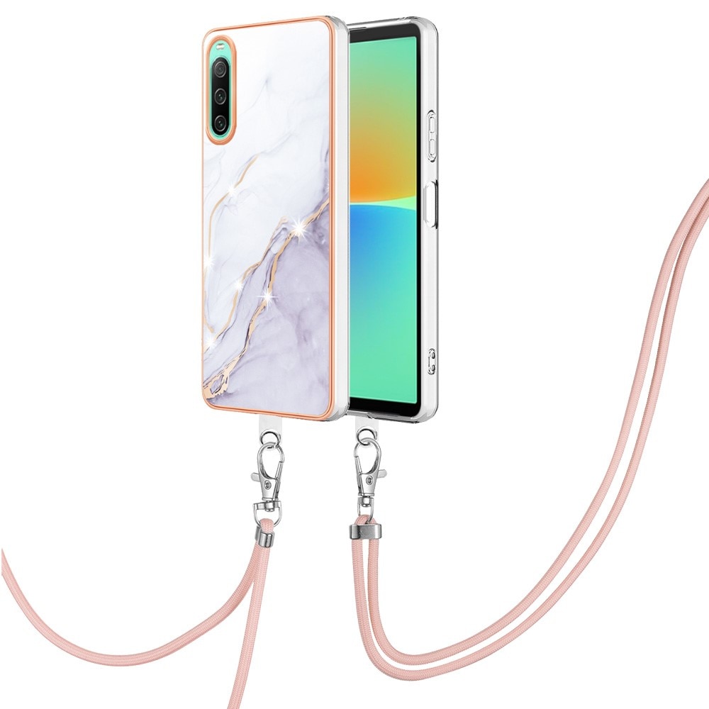 Sony Xperia 10 IV Hoesje Halsband wit marmer