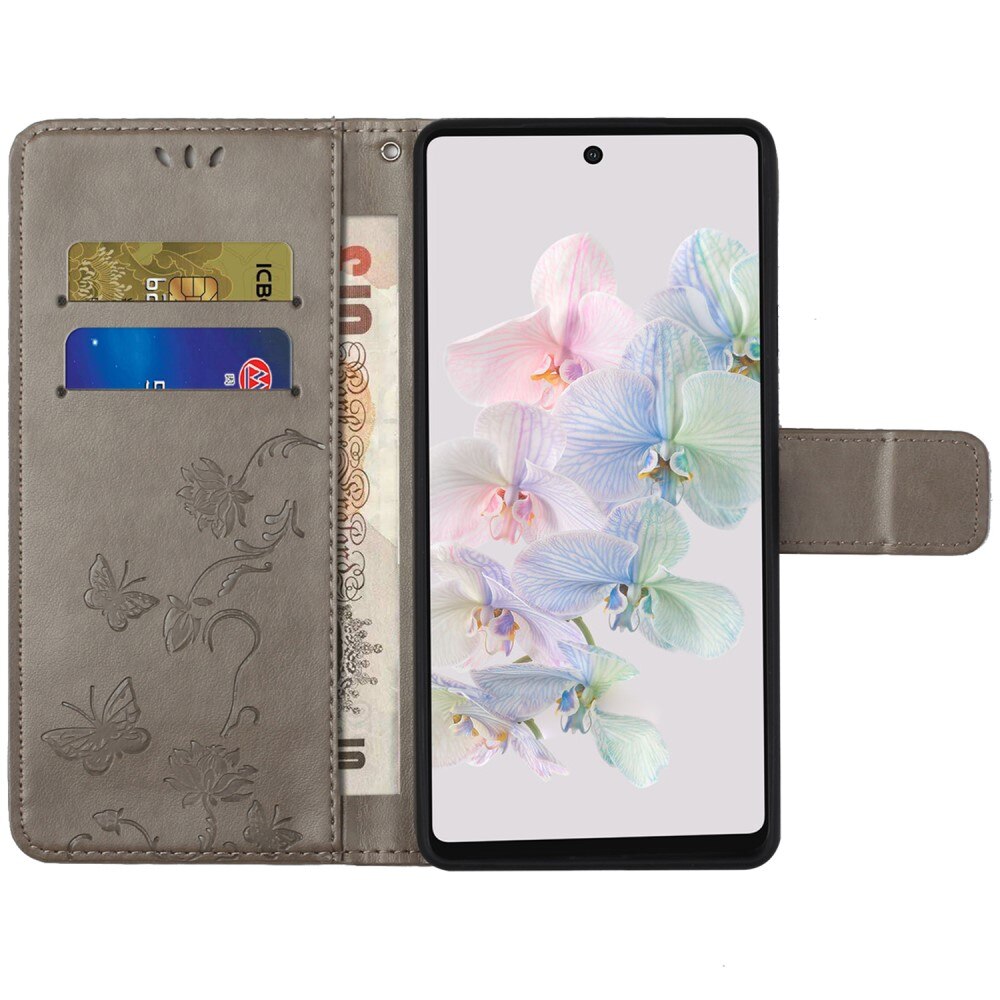 Google Pixel 7a Leren vlinderhoesje Grijs