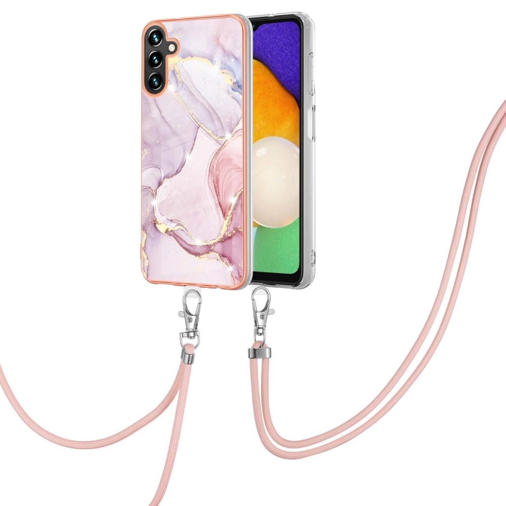 Samsung Galaxy A54 Hoesje Halsband roze marmer