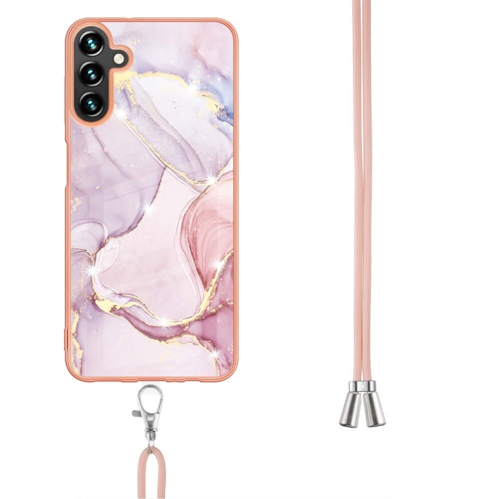 Samsung Galaxy A54 Hoesje Halsband roze marmer