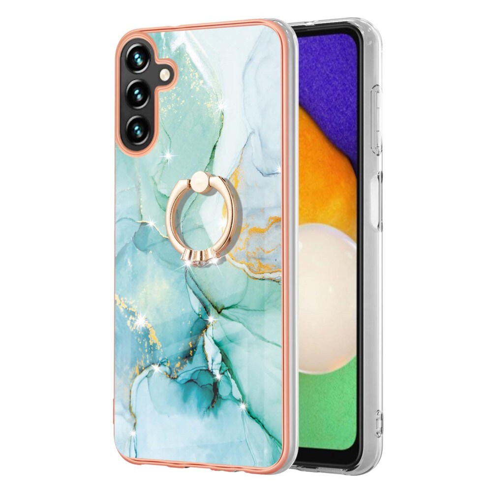 Samsung Galaxy A54 TPU hoesje Finger Ring Kickstand groen marmer
