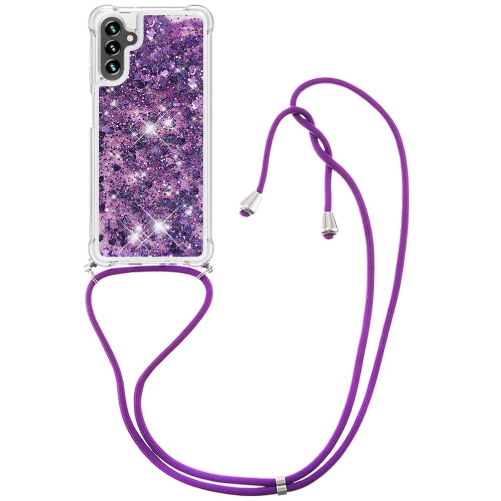 Samsung Galaxy A54 Glitter Powder TPU Hoesje Halsband Paars