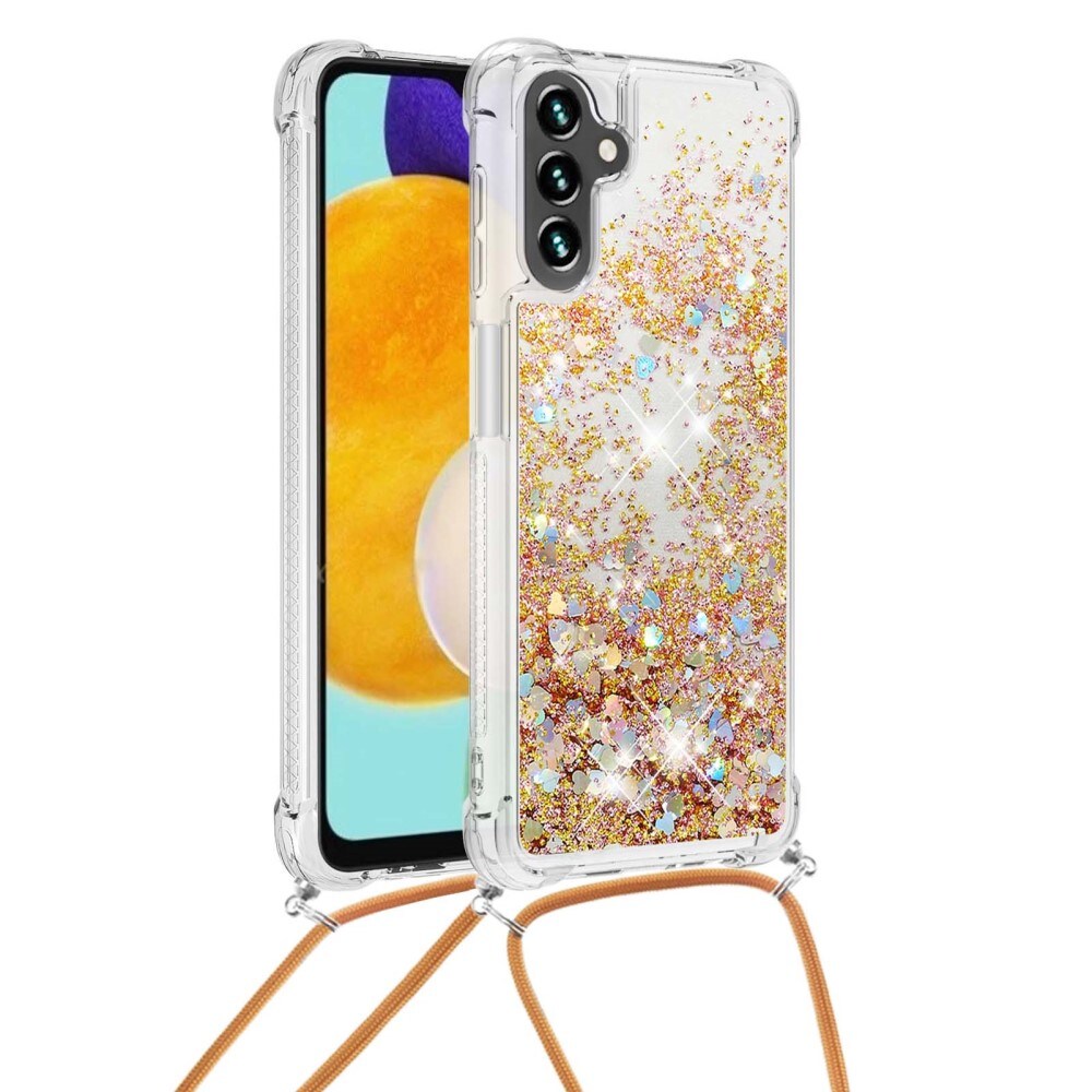 Samsung Galaxy A54 Glitter Powder TPU Hoesje Halsband goud