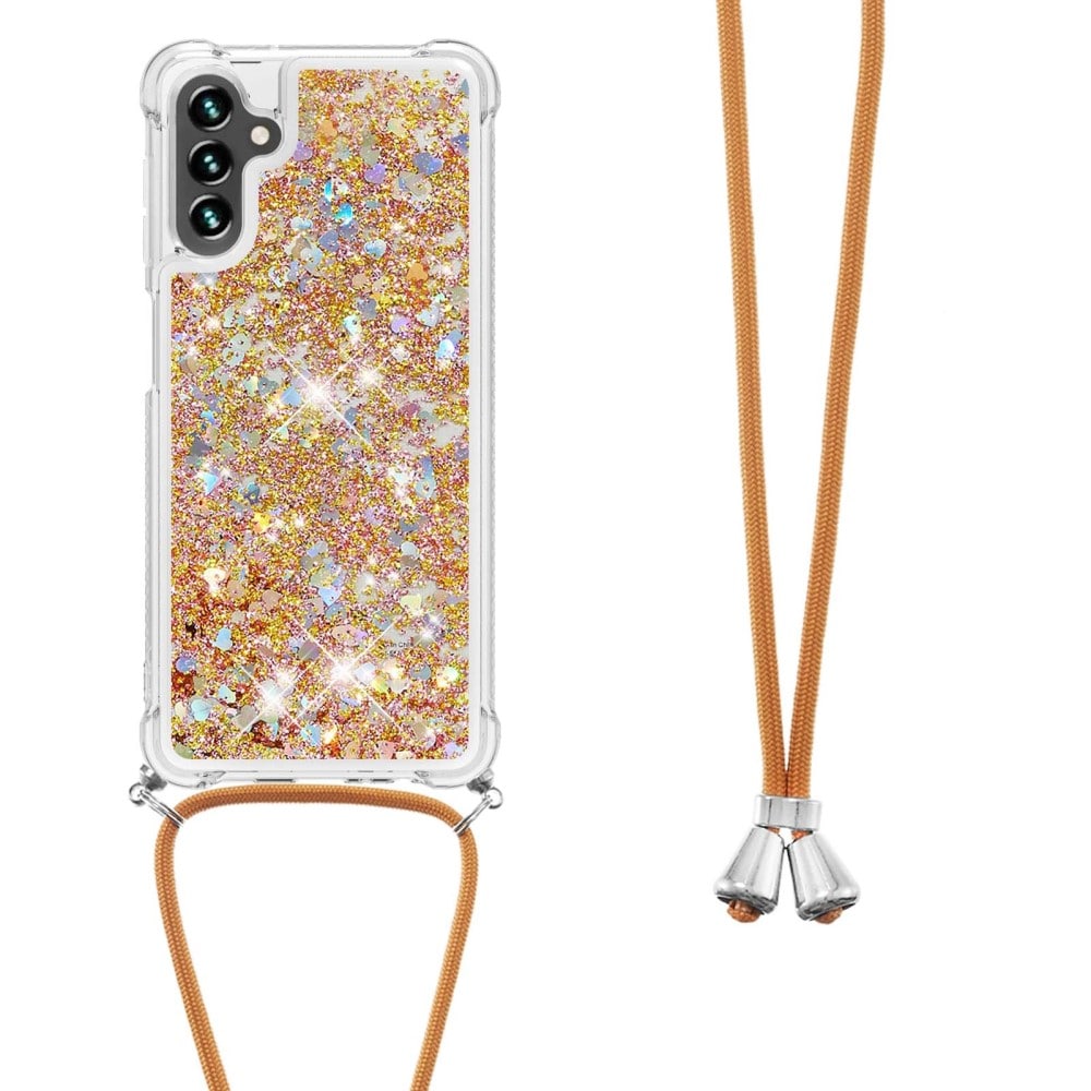 Samsung Galaxy A54 Glitter Powder TPU Hoesje Halsband goud