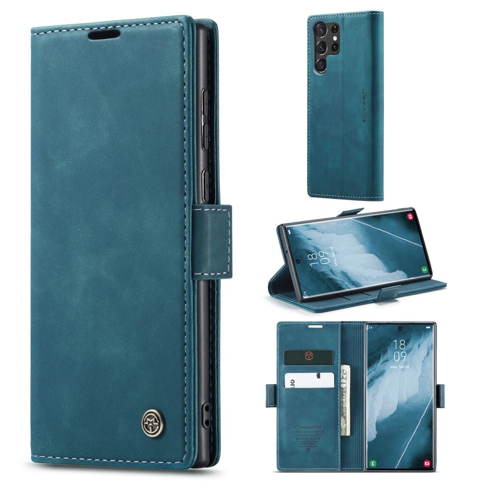 Slim Bookcover hoesje Samsung Galaxy S23 Ultra blauw