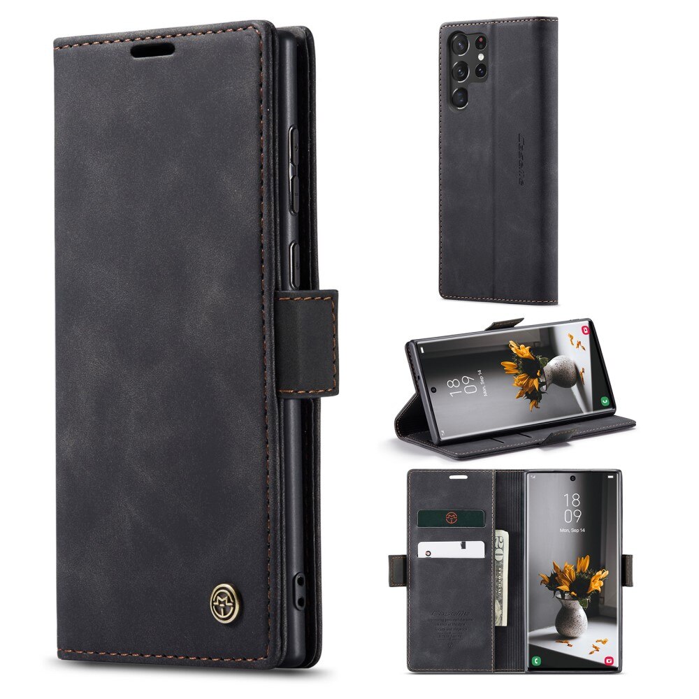 Slim Bookcover Hoesje Samsung Galaxy S23 Ultra Zwart
