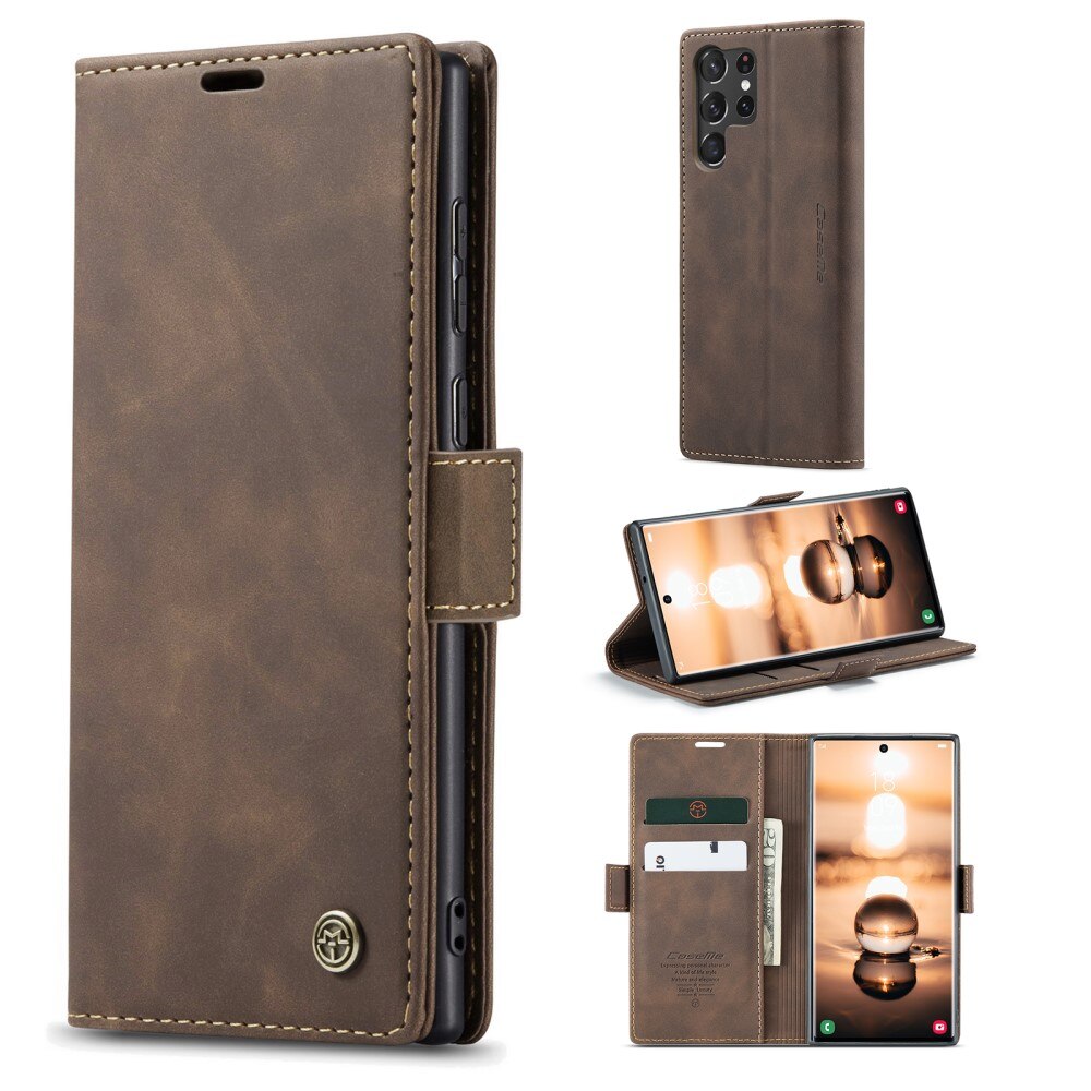 Slim Bookcover Hoesje Samsung Galaxy S23 Ultra Bruin