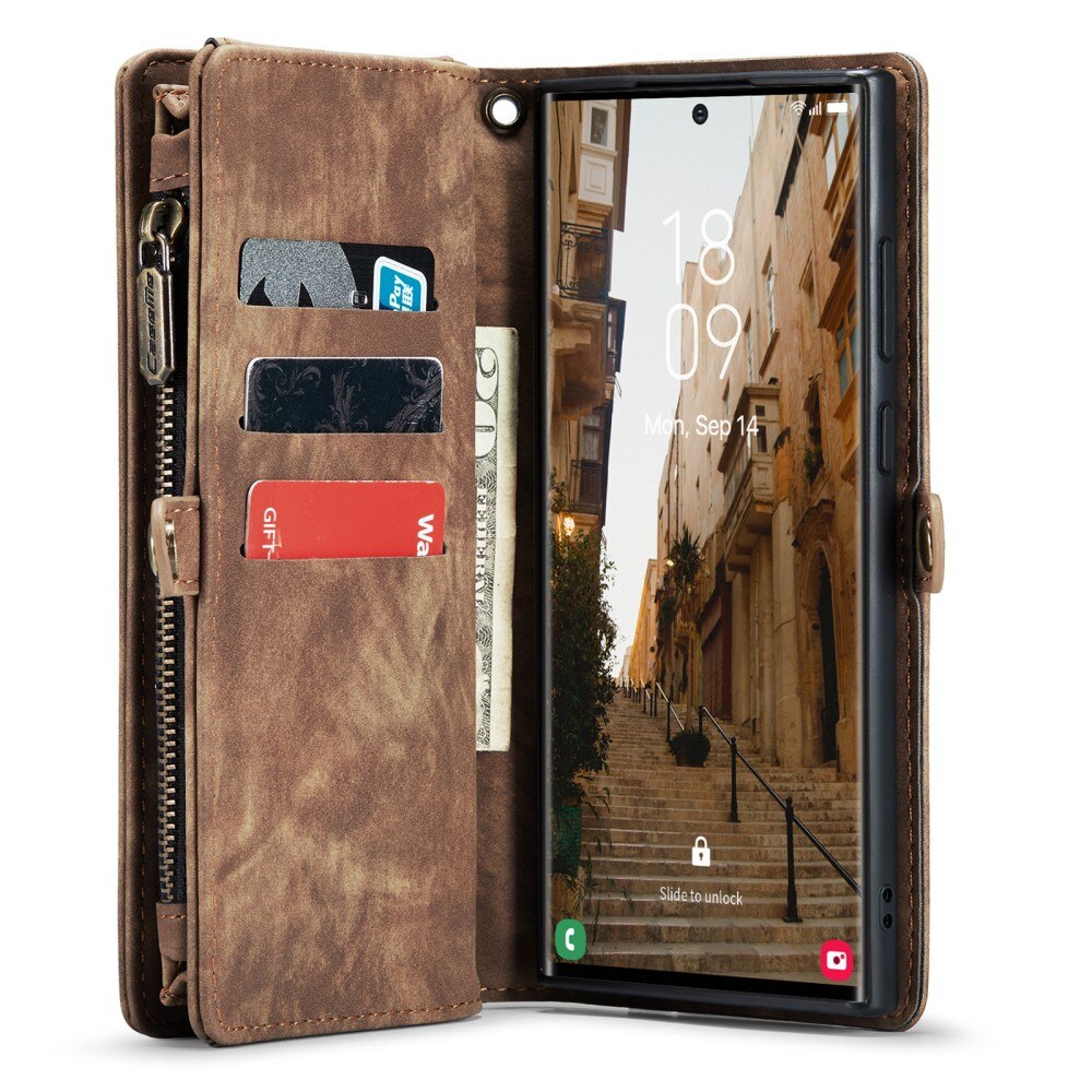 Multi-slot Hoesje Samsung Galaxy S23 Ultra bruin